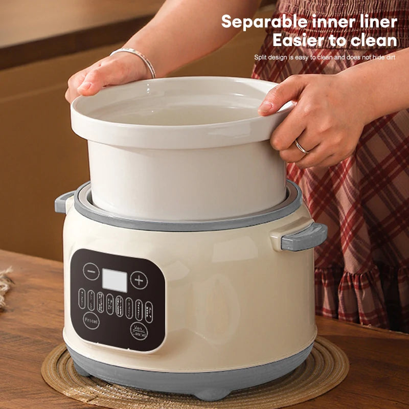 3.8L Intelligent Electric Stew Pot Slow Cooker Ceramic Inner Pot Multi-Cooker for Soup Porridge Casserole Ceramic Porridge Pot