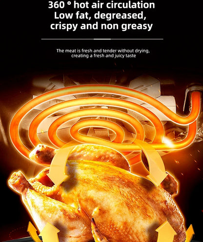 6.8L large-capacity air fryer, knob switch, food-grade non-stick coating, healthy cooking, 1-hour timer, dual-purpose for baking