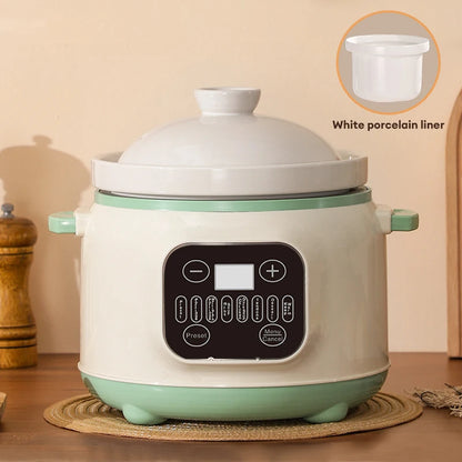 3.8L Intelligent Electric Stew Pot Slow Cooker Ceramic Inner Pot Multi-Cooker for Soup Porridge Casserole Ceramic Porridge Pot