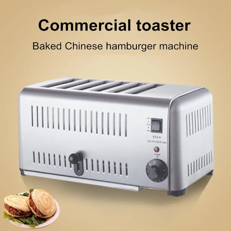 Toaster Commercial 4-6-piece Chinese Hamburger Heater Sandwich Toaster Toaster Kitchen Breakfast Machine 304 stainless steel