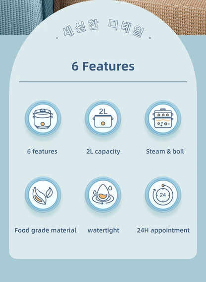 2.0L Rice Cooker Multifunctional Household Porridge Cooking Rice Cooker With Steamer Double Layer Non-Stick Electric Cooker 220V