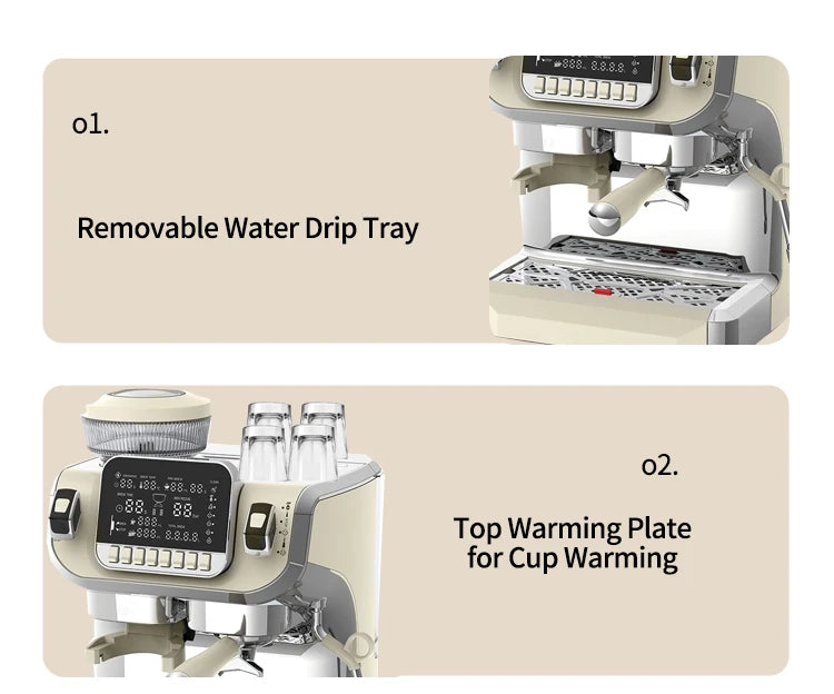 Mcilpoog TC520 Semi Automatic Coffee Machine with Grinder & Steamer, 6-Inch Large Display, Coffee Maker for  Home and Office.