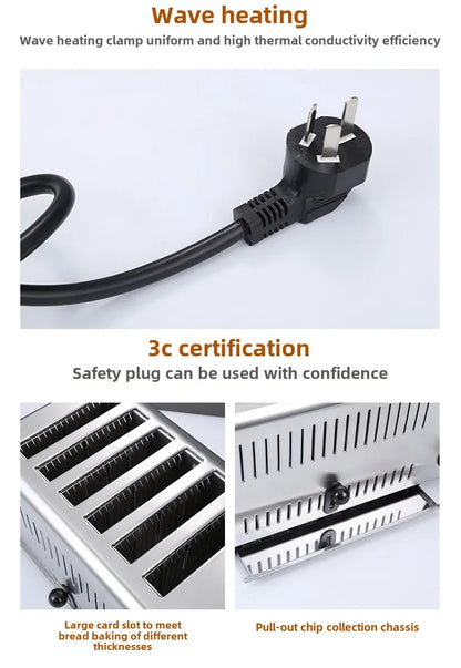 Toaster Commercial 4-6-piece Chinese Hamburger Heater Sandwich Toaster Toaster Kitchen Breakfast Machine 304 stainless steel