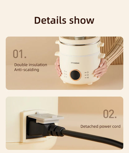 2.0L Rice Cooker Multifunctional Household Porridge Cooking Rice Cooker With Steamer Double Layer Non-Stick Electric Cooker 220V