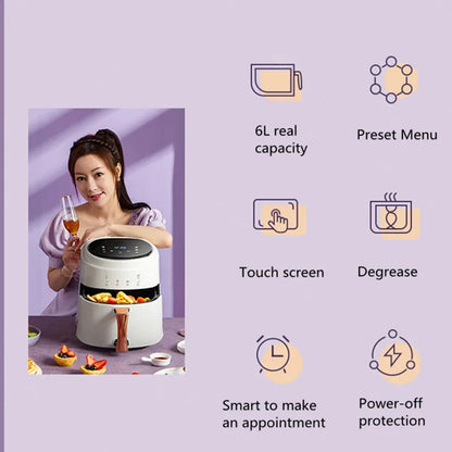 Household Air Fryer 6L 8L Intelligent Electric Fryer French Fries Machine Multi Functional Deep Fryer