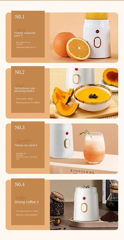 Portable Electric Fruit Juicer Machine Shakes and Smoothies Personal Travel Blender