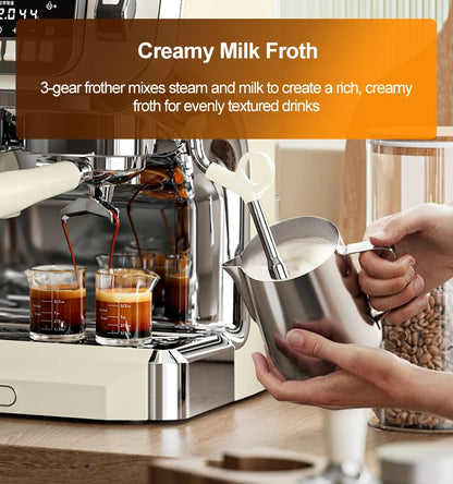 Mcilpoog TC520 Semi Automatic Coffee Machine with Grinder & Steamer, 6-Inch Large Display, Coffee Maker for  Home and Office.