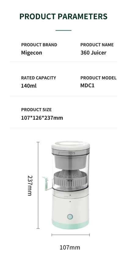 Extractor Fully Automatic Fruit Household Juicer Portable Juice Machine Residue Separation Bidirectional Spiral Fruit Juicer Cup