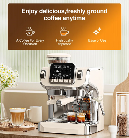 Mcilpoog TC520 Semi Automatic Coffee Machine with Grinder & Steamer, 6-Inch Large Display, Coffee Maker for  Home and Office.