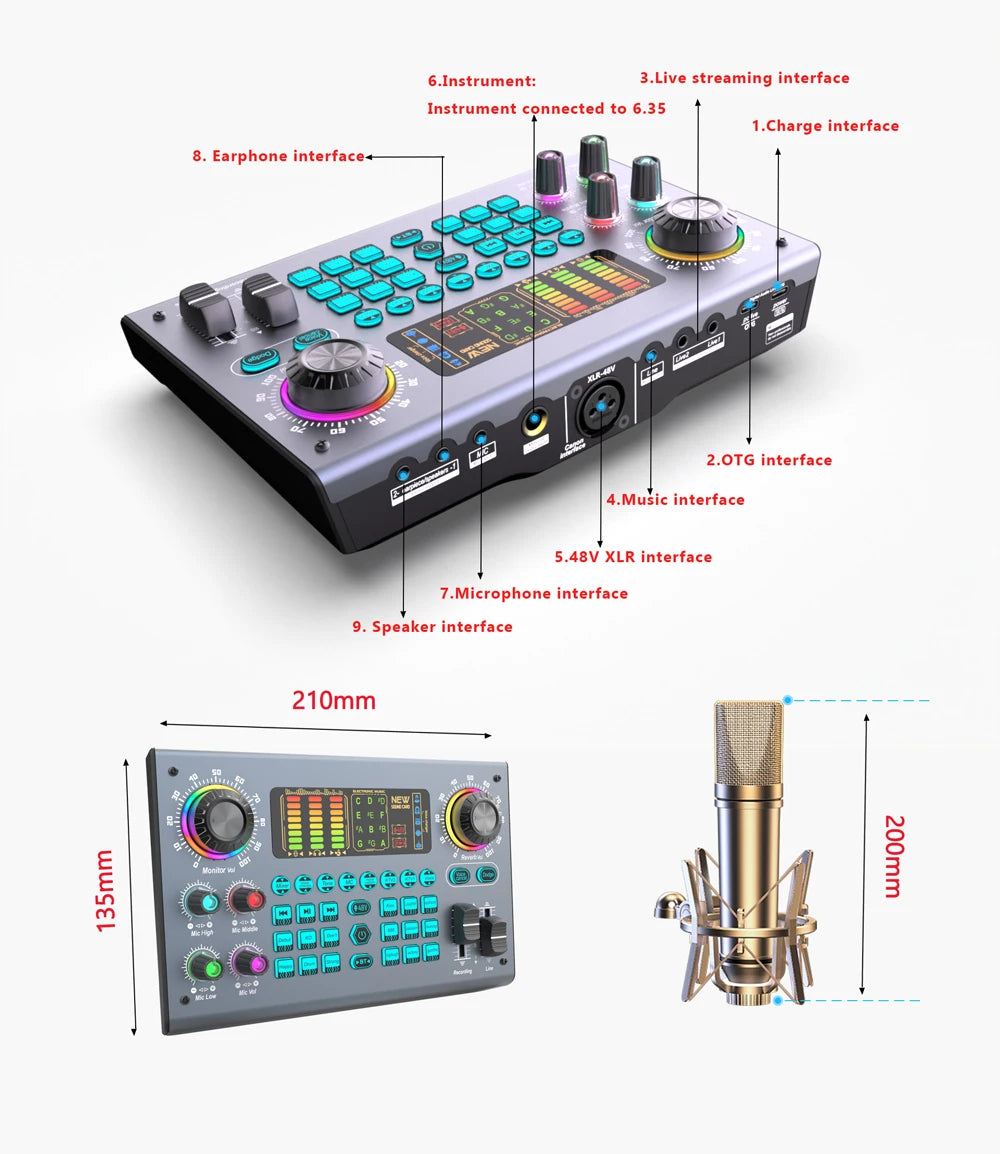 Zealsound Professional 48V XLR Microphone for PC Recording Singing Streaming Gaming