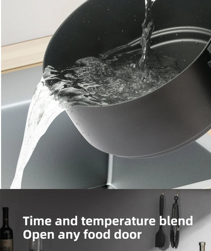 6.8L large-capacity air fryer, knob switch, food-grade non-stick coating, healthy cooking, 1-hour timer, dual-purpose for baking