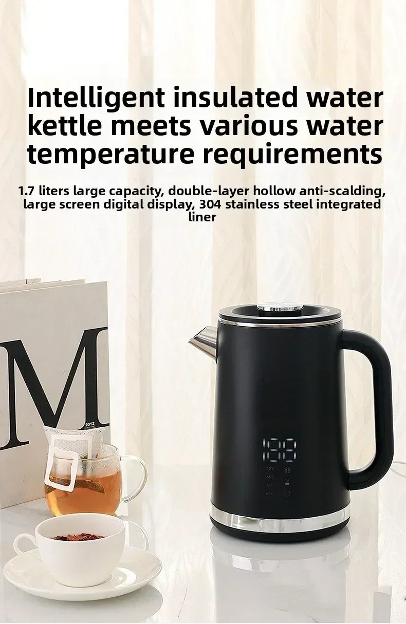 Smart Thermostatic 1.7L Electric Kettles Household Stainless Steel Kettle Double-Layer Insulation Boiling Water Electric Kettle