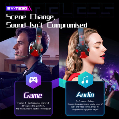 Wireless Bluetooth 5.1 Gaming Headphone Strong Bass Stereo Earphone Noise Reduction Helmet With Mic Low Latency Game Big Headset