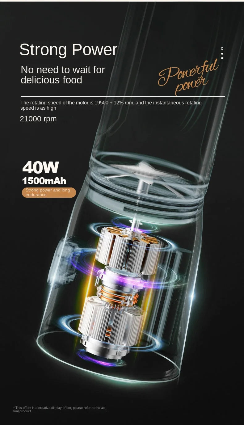 Portable Electric Fruit Juicer Machine Shakes and Smoothies Personal Travel Blender