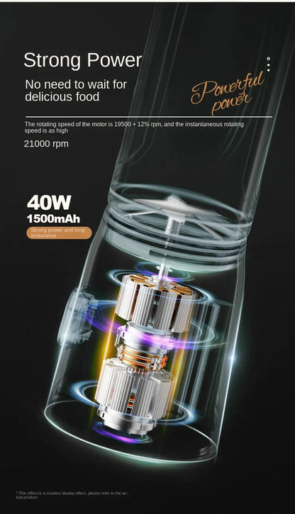 Portable Electric Fruit Juicer Machine Shakes and Smoothies Personal Travel Blender