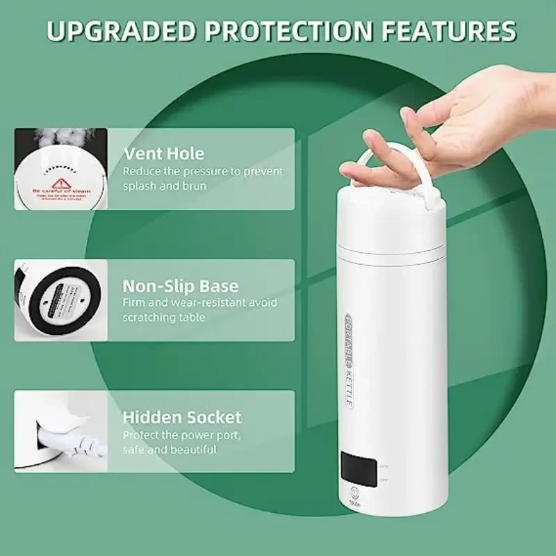 Travel Electric Kettle Portable Small Mini Tea Coffee Kettle Water Boiler, Water Heater Steel & Auto Shut-Off & Boil Dry Protect