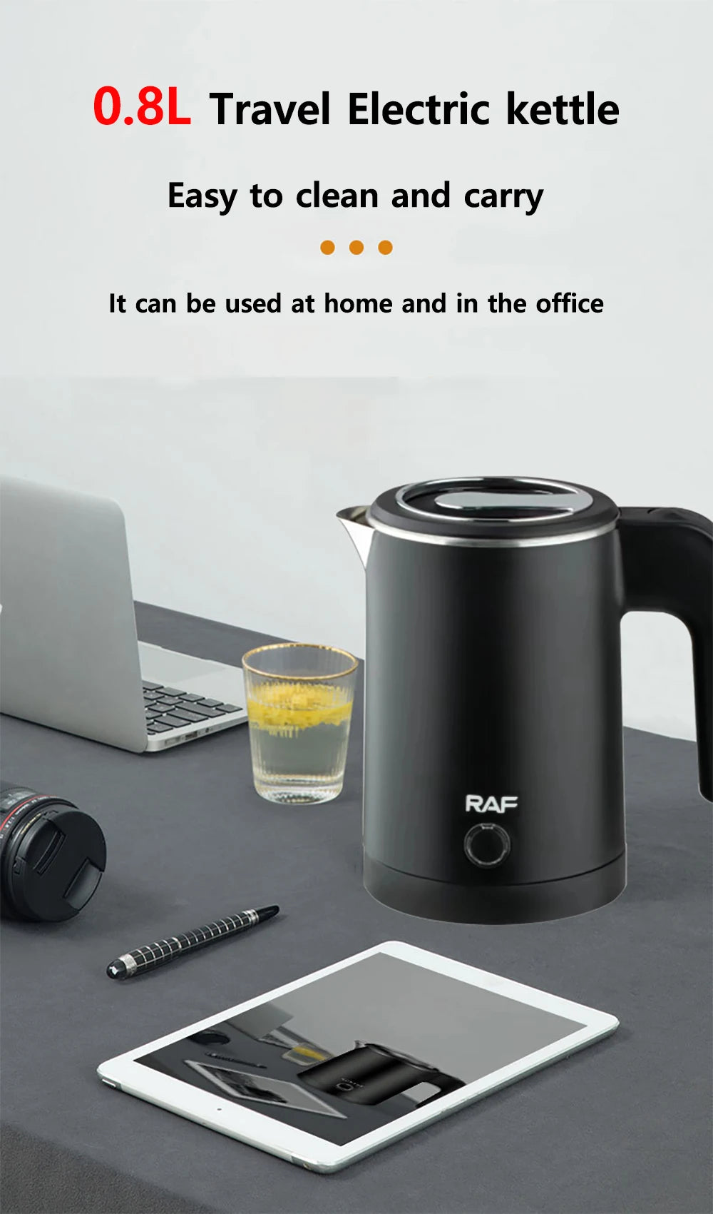 Travel Electric Kettle Tea Coffee 0.8L Stainless Steel Portable Water Boiler Pot For Hotel Family Trip Kitchen Smart Kettle Pot