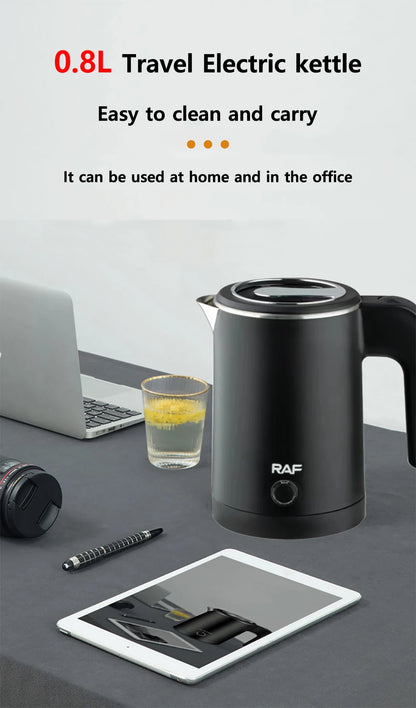 Travel Electric Kettle Tea Coffee 0.8L Stainless Steel Portable Water Boiler Pot For Hotel Family Trip Kitchen Smart Kettle Pot