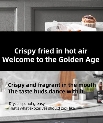 6.8L large-capacity air fryer, knob switch, food-grade non-stick coating, healthy cooking, 1-hour timer, dual-purpose for baking