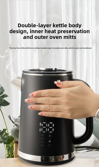 Smart Thermostatic 1.7L Electric Kettles Household Stainless Steel Kettle Double-Layer Insulation Boiling Water Electric Kettle