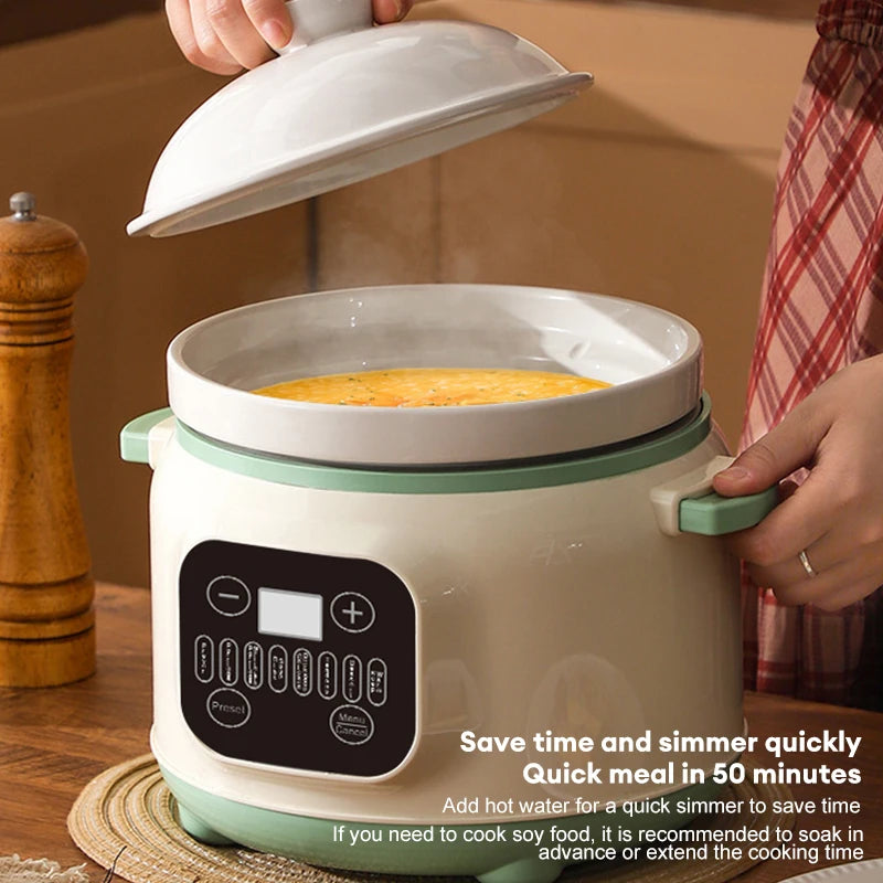 3.8L Intelligent Electric Stew Pot Slow Cooker Ceramic Inner Pot Multi-Cooker for Soup Porridge Casserole Ceramic Porridge Pot