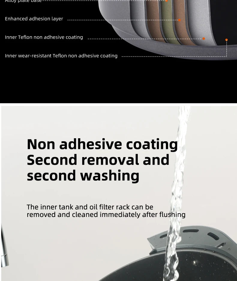 6.8L large-capacity air fryer, knob switch, food-grade non-stick coating, healthy cooking, 1-hour timer, dual-purpose for baking
