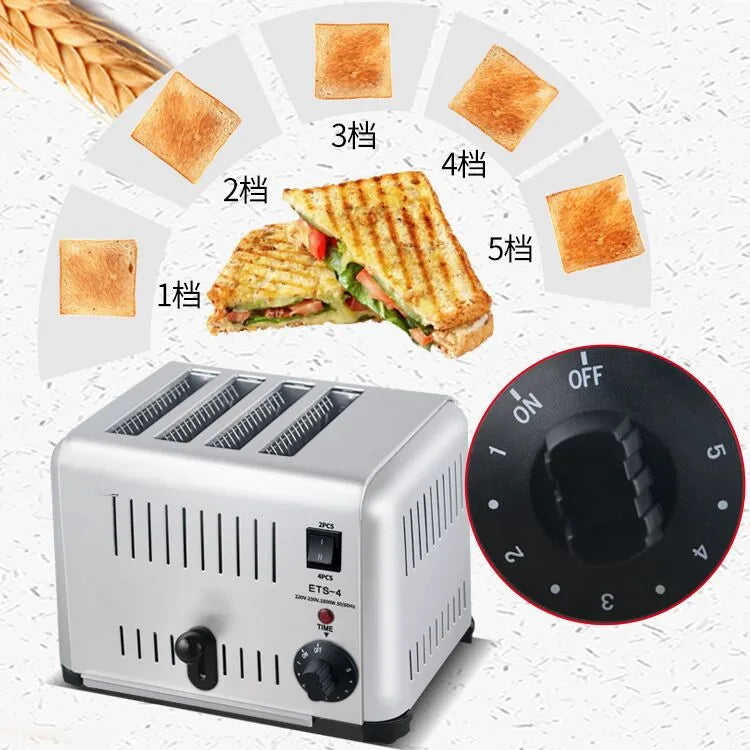 Toaster Commercial 4-6-piece Chinese Hamburger Heater Sandwich Toaster Toaster Kitchen Breakfast Machine 304 stainless steel