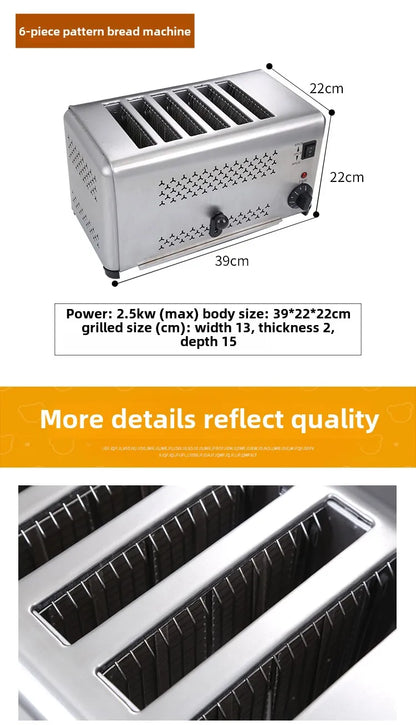 Toaster Commercial 4-6-piece Chinese Hamburger Heater Sandwich Toaster Toaster Kitchen Breakfast Machine 304 stainless steel