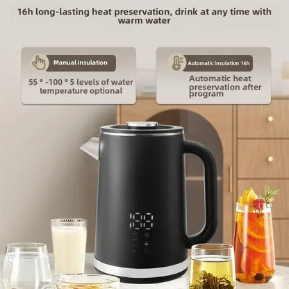 Smart Thermostatic 1.7L Electric Kettles Household Stainless Steel Kettle Double-Layer Insulation Boiling Water Electric Kettle