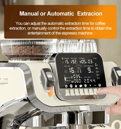 Mcilpoog TC520 Semi Automatic Coffee Machine with Grinder & Steamer, 6-Inch Large Display, Coffee Maker for  Home and Office.