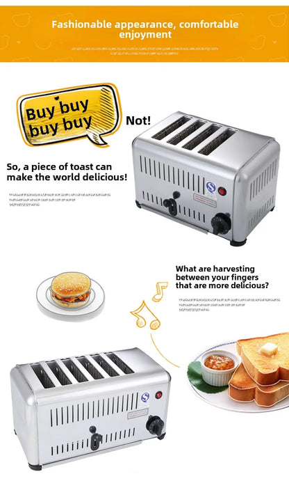 Toaster Commercial 4-6-piece Chinese Hamburger Heater Sandwich Toaster Toaster Kitchen Breakfast Machine 304 stainless steel