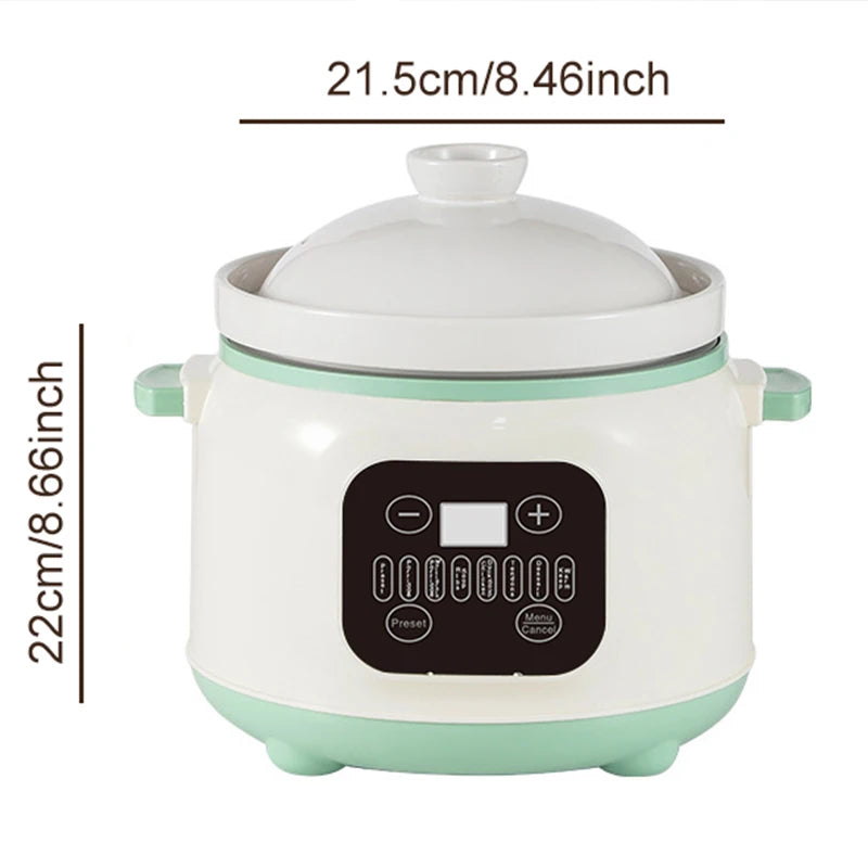 3.8L Intelligent Electric Stew Pot Slow Cooker Ceramic Inner Pot Multi-Cooker for Soup Porridge Casserole Ceramic Porridge Pot