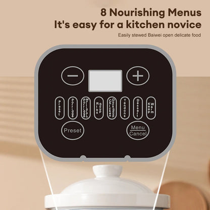 3.8L Intelligent Electric Stew Pot Slow Cooker Ceramic Inner Pot Multi-Cooker for Soup Porridge Casserole Ceramic Porridge Pot