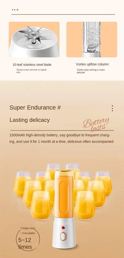 Portable Electric Fruit Juicer Machine Shakes and Smoothies Personal Travel Blender