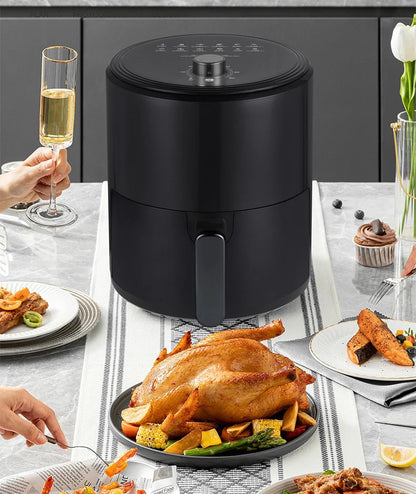6.8L large-capacity air fryer, knob switch, food-grade non-stick coating, healthy cooking, 1-hour timer, dual-purpose for baking