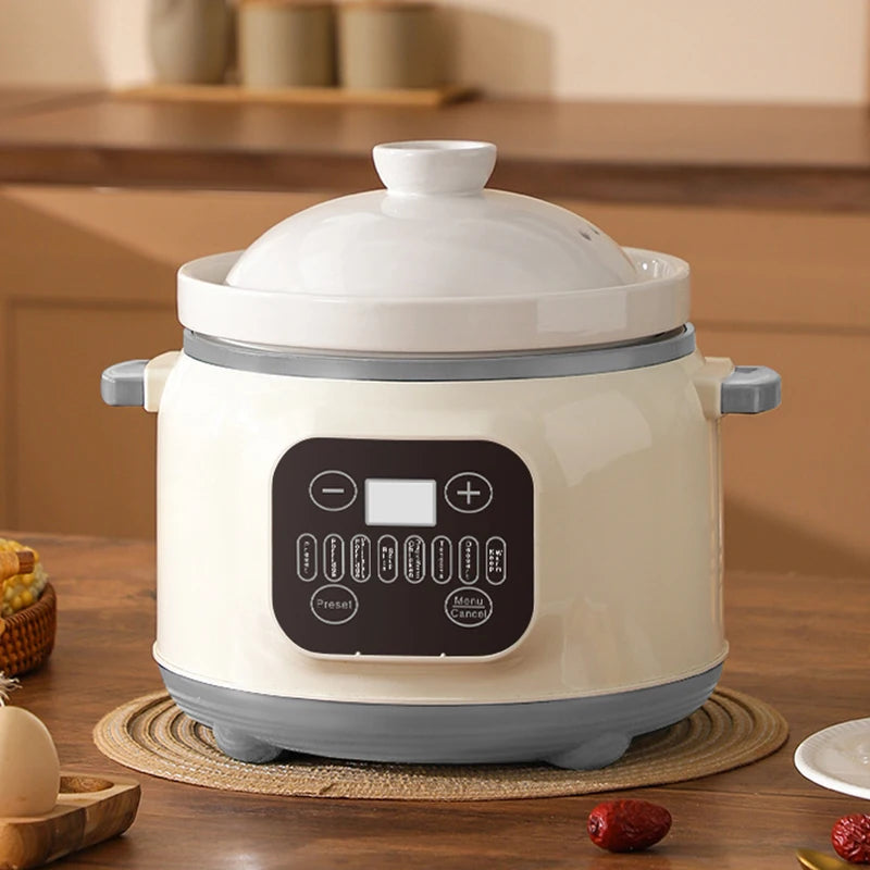 3.8L Intelligent Electric Stew Pot Slow Cooker Ceramic Inner Pot Multi-Cooker for Soup Porridge Casserole Ceramic Porridge Pot
