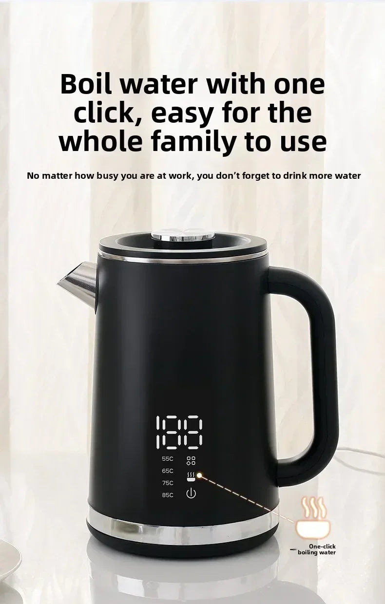 Smart Thermostatic 1.7L Electric Kettles Household Stainless Steel Kettle Double-Layer Insulation Boiling Water Electric Kettle