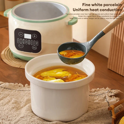 3.8L Intelligent Electric Stew Pot Slow Cooker Ceramic Inner Pot Multi-Cooker for Soup Porridge Casserole Ceramic Porridge Pot