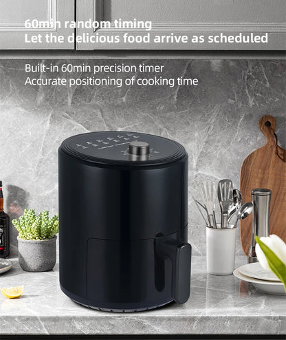 6.8L large-capacity air fryer, knob switch, food-grade non-stick coating, healthy cooking, 1-hour timer, dual-purpose for baking