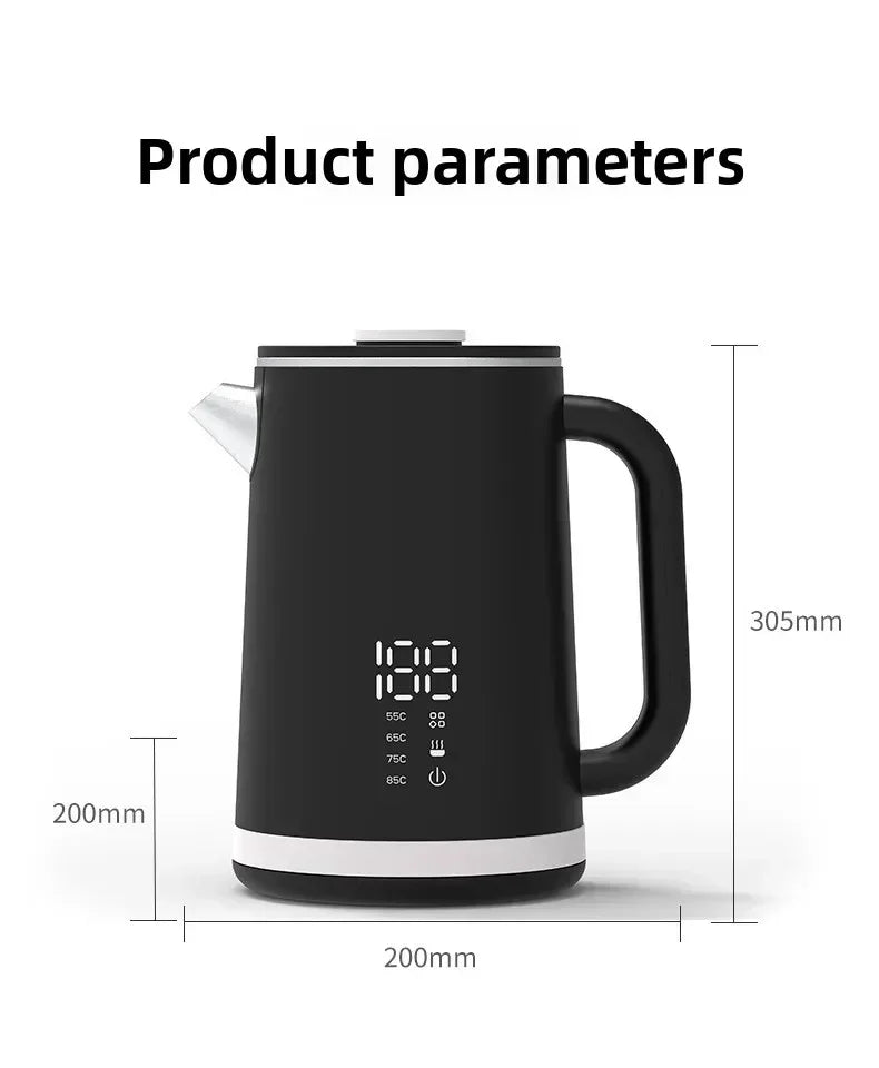Smart Thermostatic 1.7L Electric Kettles Household Stainless Steel Kettle Double-Layer Insulation Boiling Water Electric Kettle